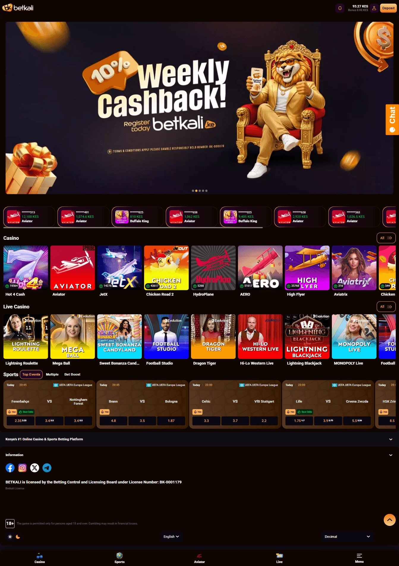 Betkali Desktop Site